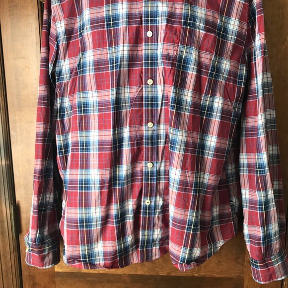 FINAL PRICE - Nautica Red/Navy/White/Yellow Plaid Button-Down Shirt XX-Large - Picture 4 of 10
